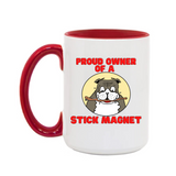 Bulldog Stick Magnet15oz. Mugs