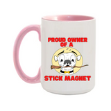 White Dog Stick Magnet 15oz. Mugs