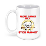 White Dog Stick Magnet 15oz. Mugs